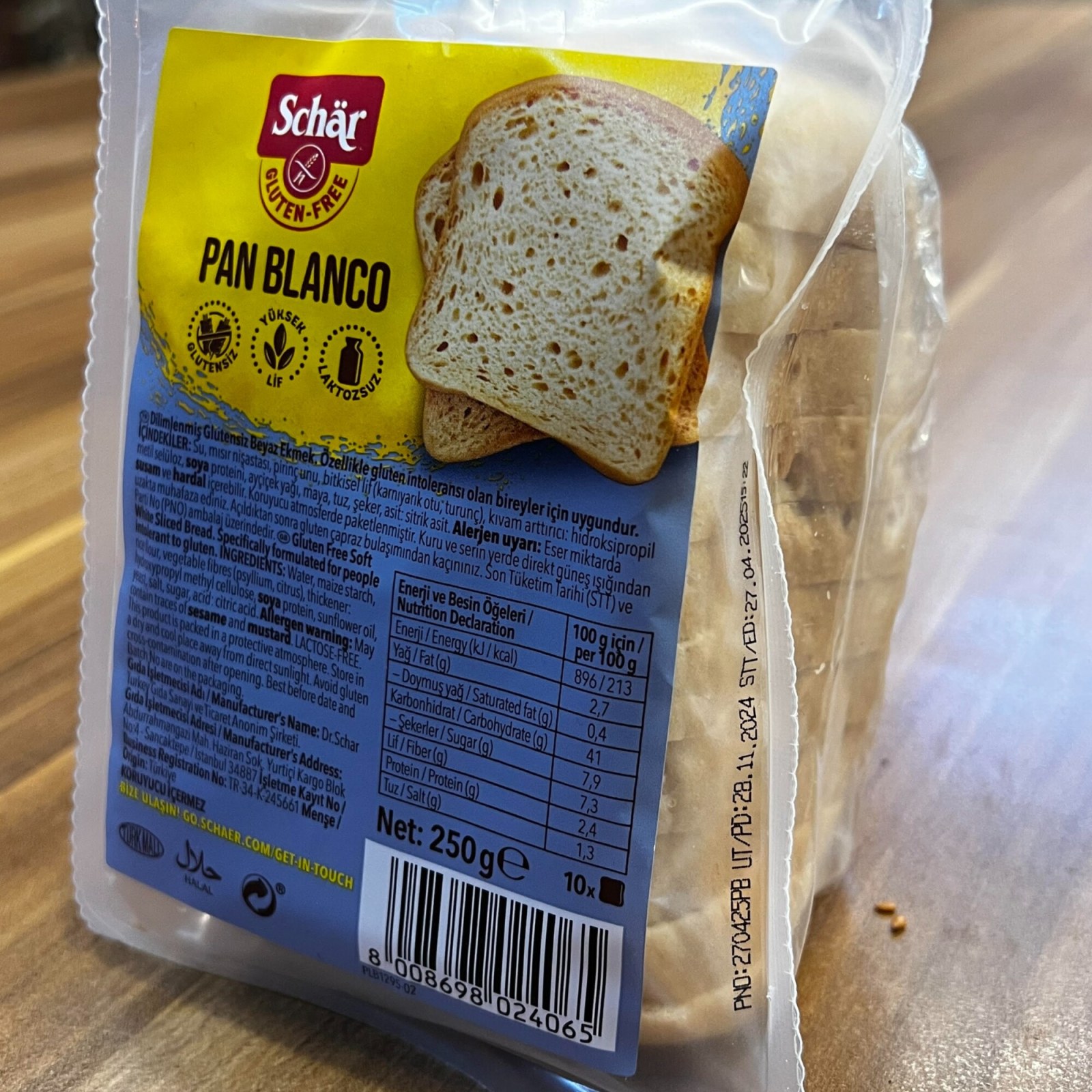 Glutensiz Dilimlenmiş Beyaz Ekmek (250 Gram)