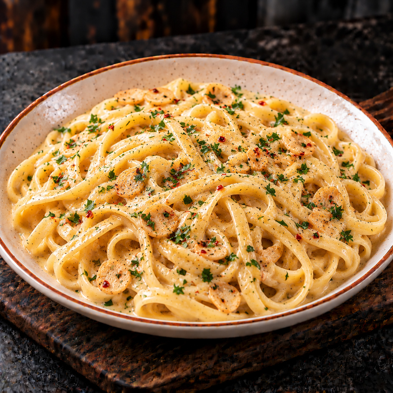 Fettuccine Sarımsak Soslu Krema