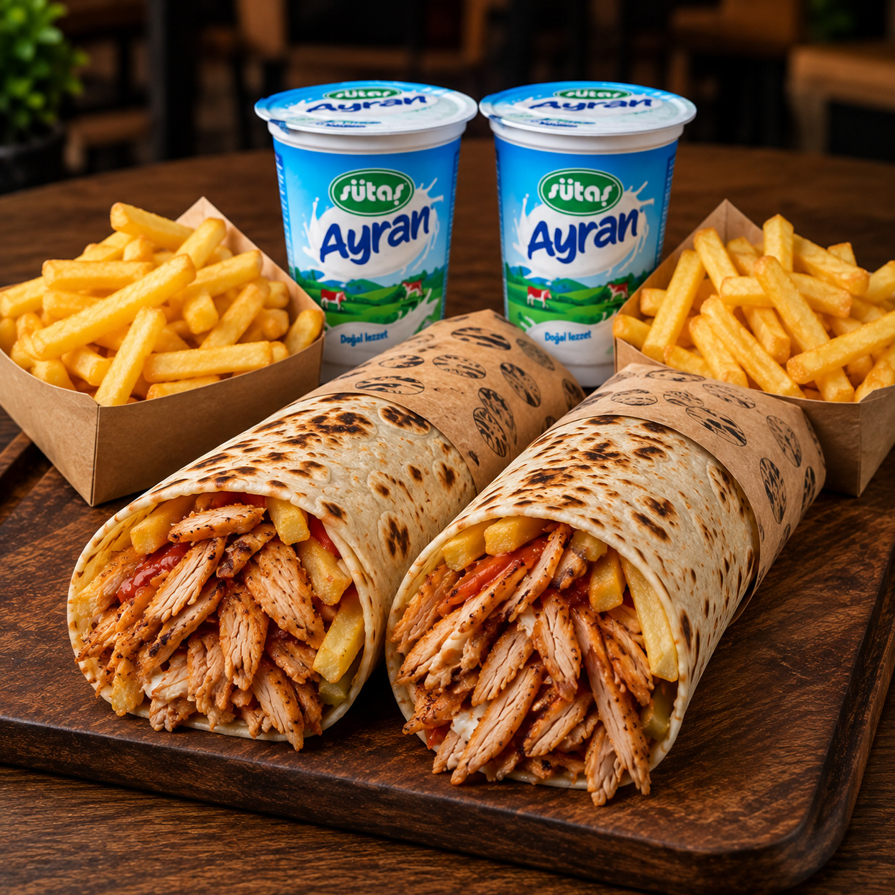 İkili Hatay Usulü Tavuk Döner Dürüm menü