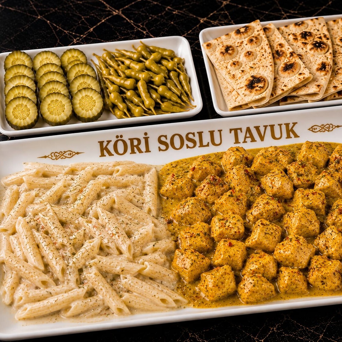 Köri Soslu Tavuk & Kremalı Penne Makarna