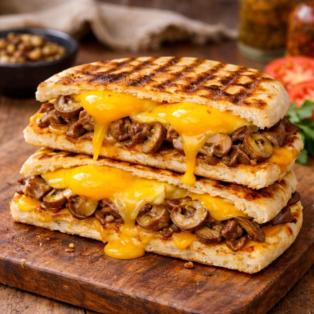 Mantarlı Cheddarlı Bazlama Tost