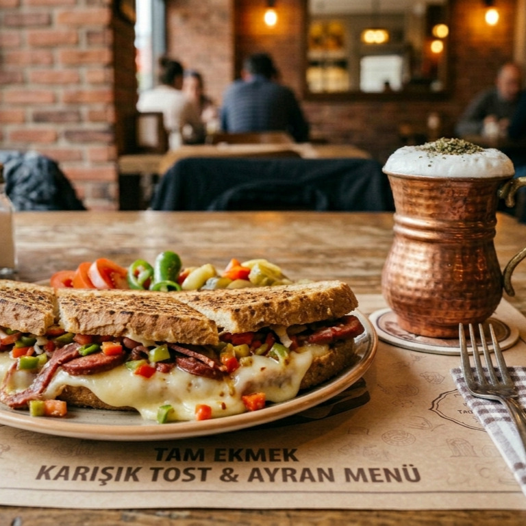 Tam Ekmek Karışk Tost ve Ayran
