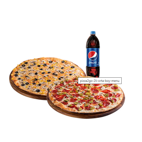 2 Küçük boy pizza + 1 lt Cola