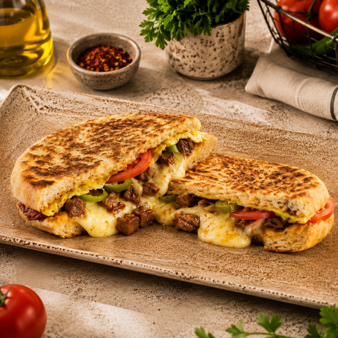 Kavurma Mix Bazlama Tost