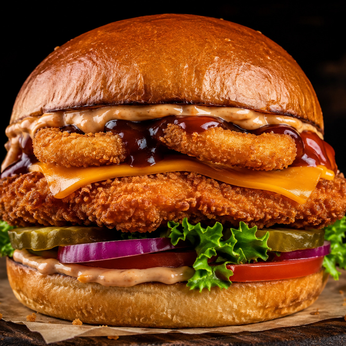 Double Tavuk Şnitzel Burger