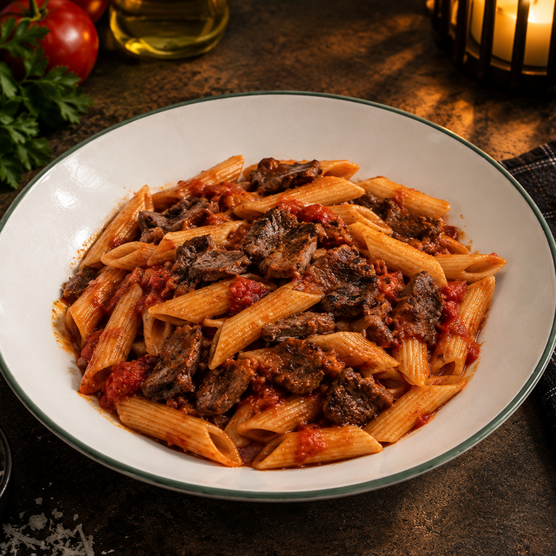 Kavurmalı Penne Napoliten