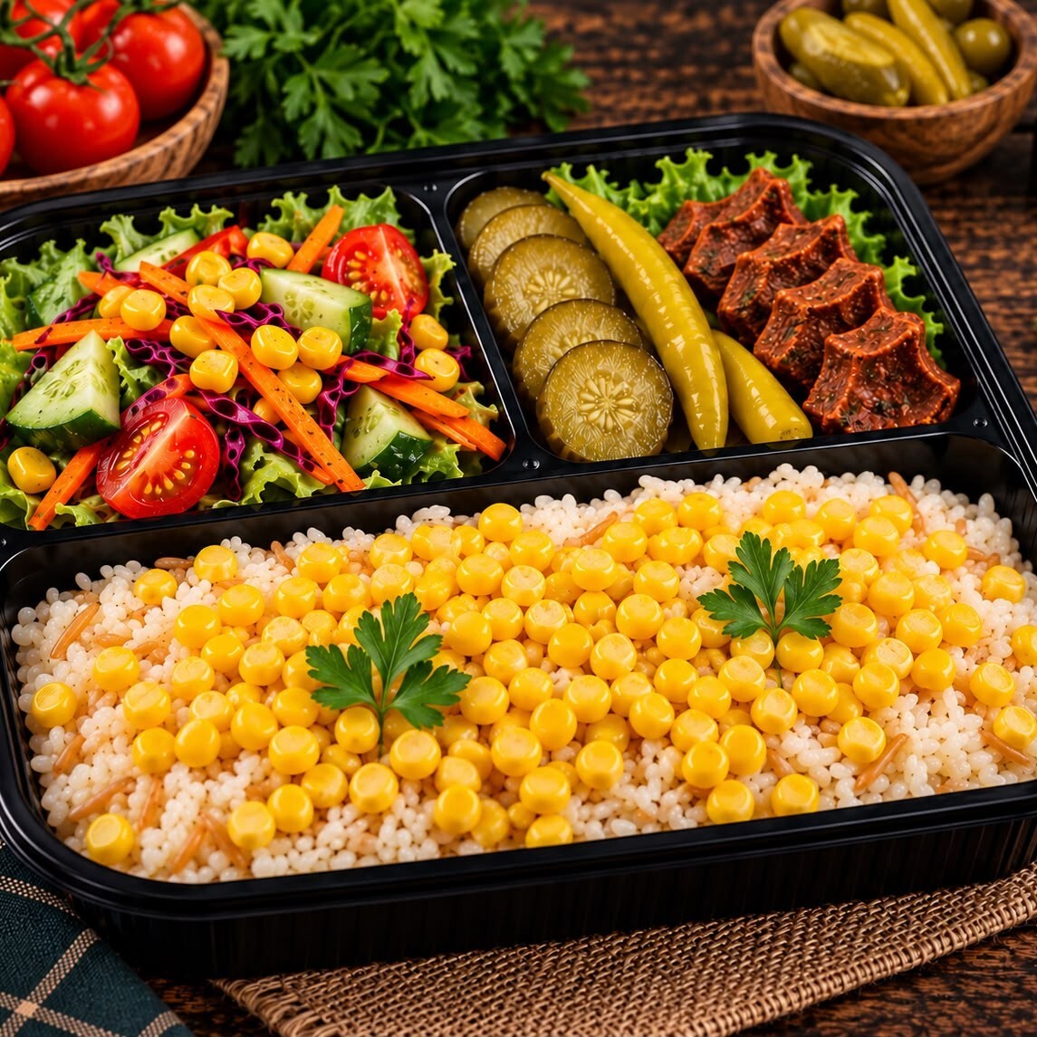 Mısırlı Pilav+mevsim salata ( 250 Gr )