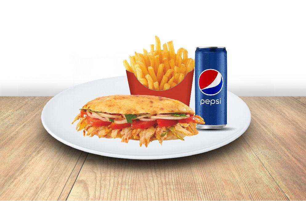 Tombik Tavuk Döner (75 gr.) patates kutu pepsi