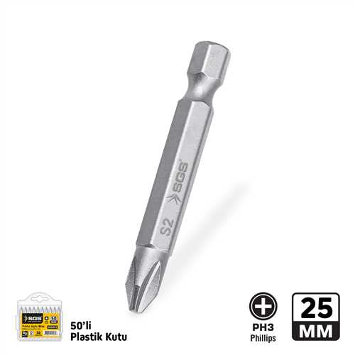 YILDIZ UÇLU BİTS S2 PH3*25mm Sand-Pro Series