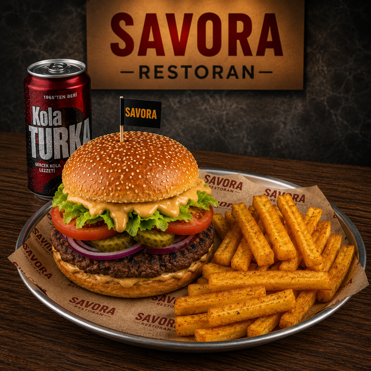 Savora Burger + Patates + İçecek