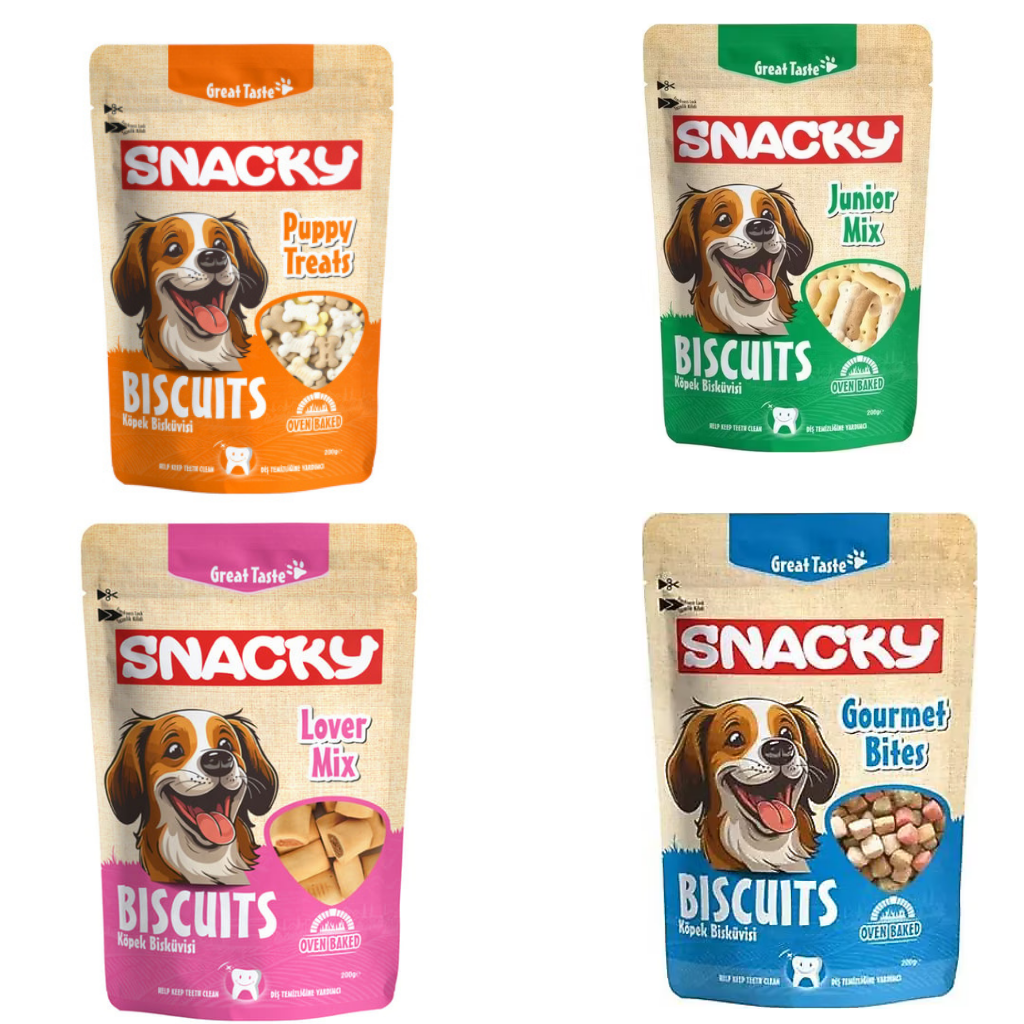 Snacky Köpek Ödül Bisküvisi 200 gr (Lezzet Seçenekli & 4'lü Fırsat)