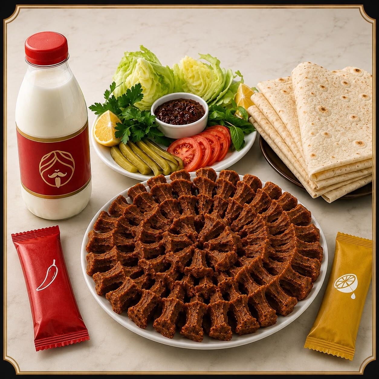Ultra Paket (750 gr) Efendi Çiğ Köfte + 1 Litre Ayran