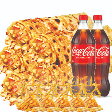 Tavuk Döner 5 Medium + 5 Patates + 2 Litrelik Cola Menü