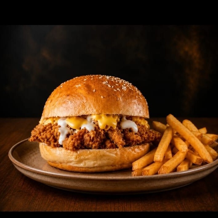 Acılı Cajun Baharatlı Tavuk Burger