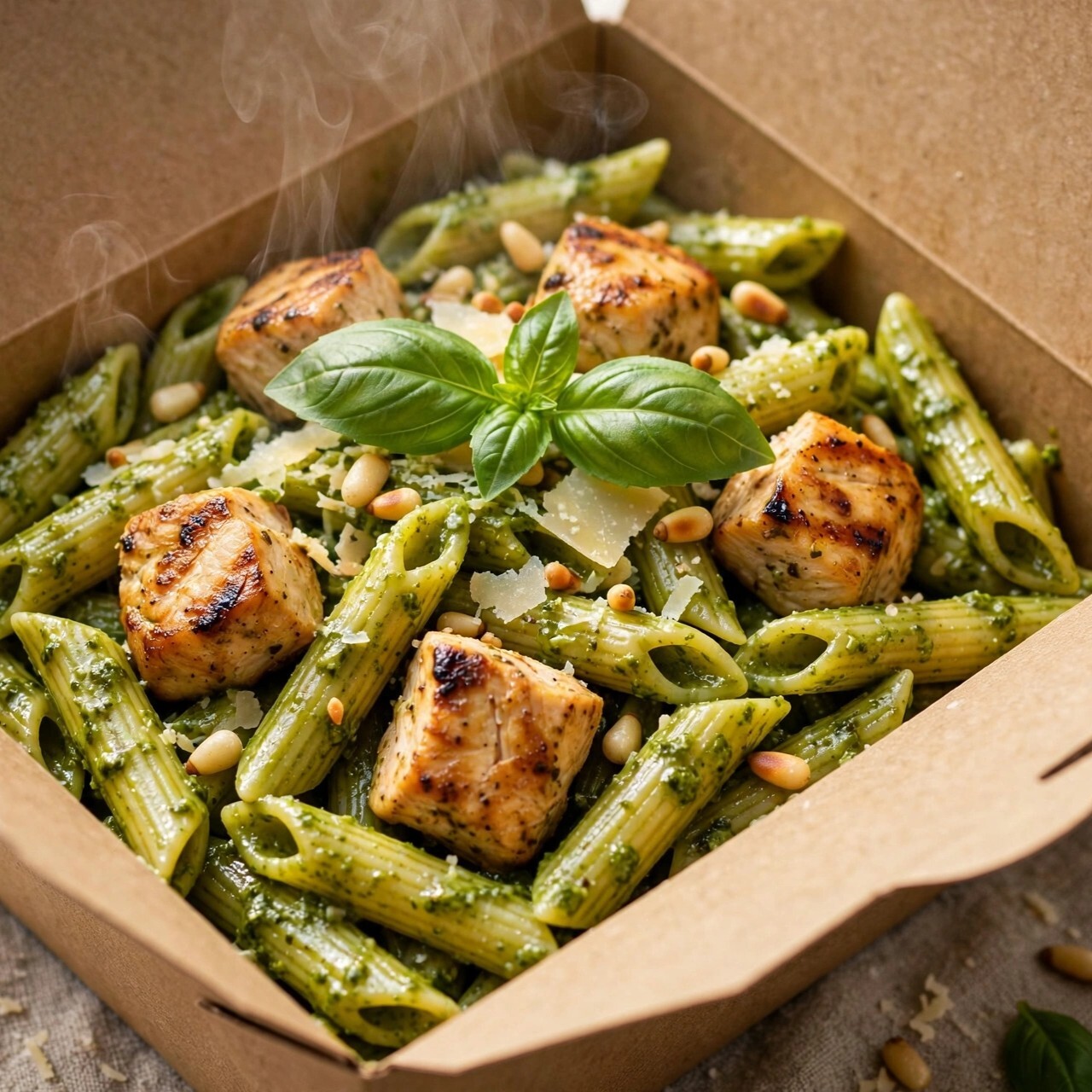 Pesto Soslu Tavuklu Penne