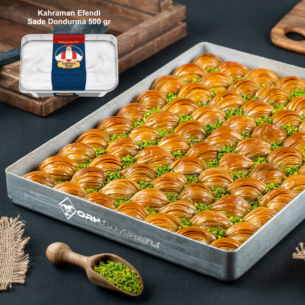 Sadeyağlı Midye Baklava (1kg) + Promosyon Dondurma (610ml)