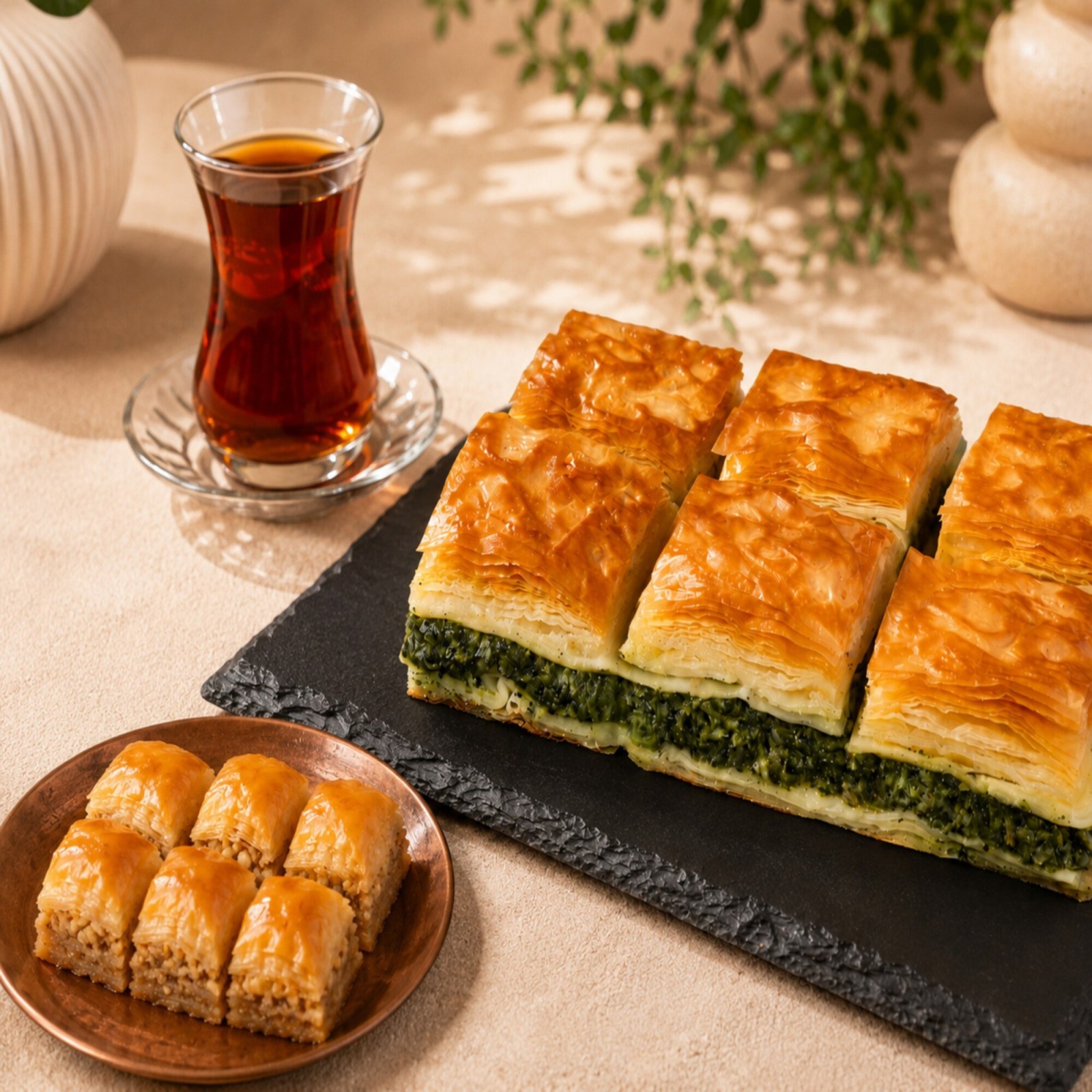 1 Kg Ispanaklı Börek & 4 Adet Baklava Avantajlı Menü