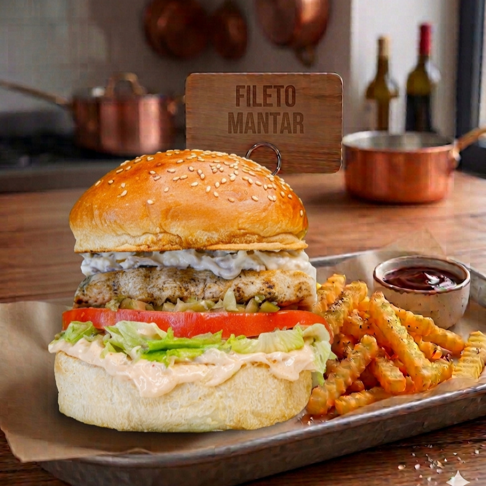 Fileto Mantar Tavuk Burger & Patates Kızartması