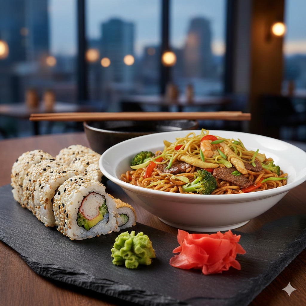 Singapur Noodle + Philadelphia Roll 8 Pcs