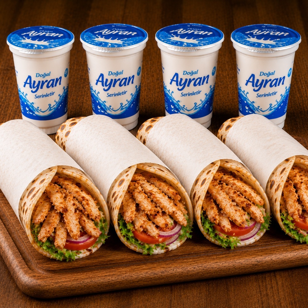 4'lü Tavuk Dürüm + Ayran Menü