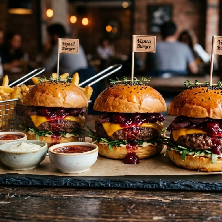 3'lü Aşna Vişne Burger + Kızartma
