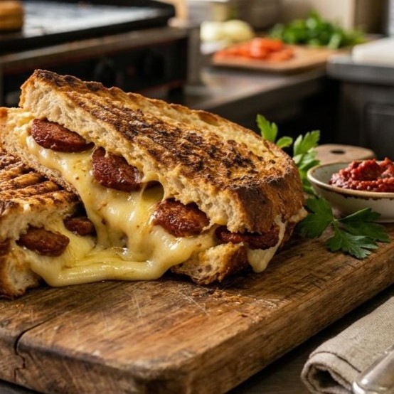 Yarım Sucuk Kaşarlı Salçalı Tost