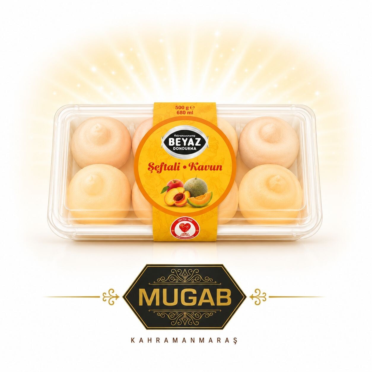 Mugab Beyaz Dondurma Kahramanmaraş Usulü Şeftali Kavun(500gr)