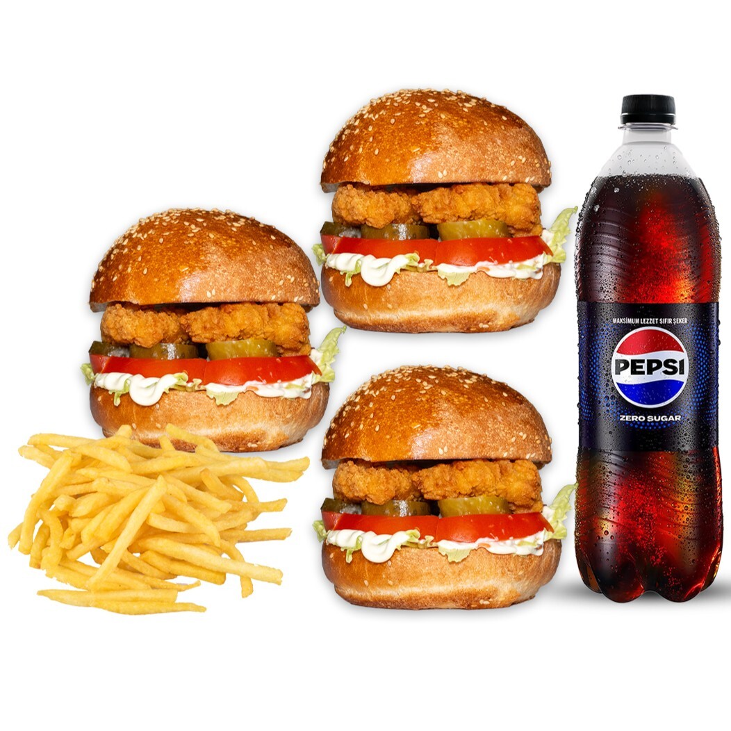 3'lü İso Tenders Burger Menü