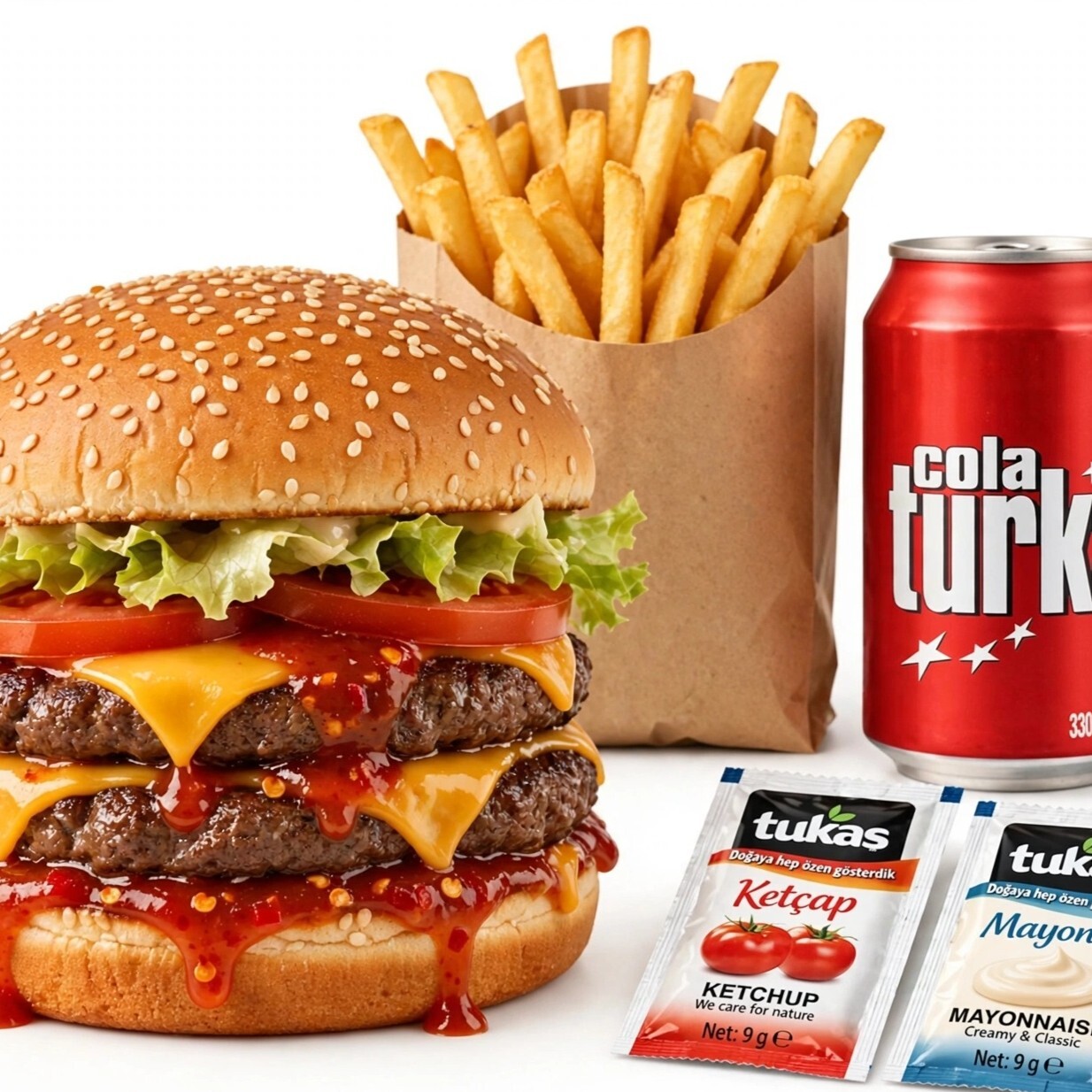 Acılı Meksikano Duble Et Köfte Burger Menü