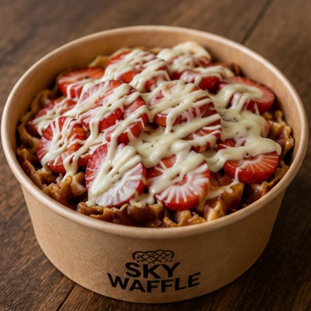 Beyaz Çikolatalı Çilekli Bowl Waffle