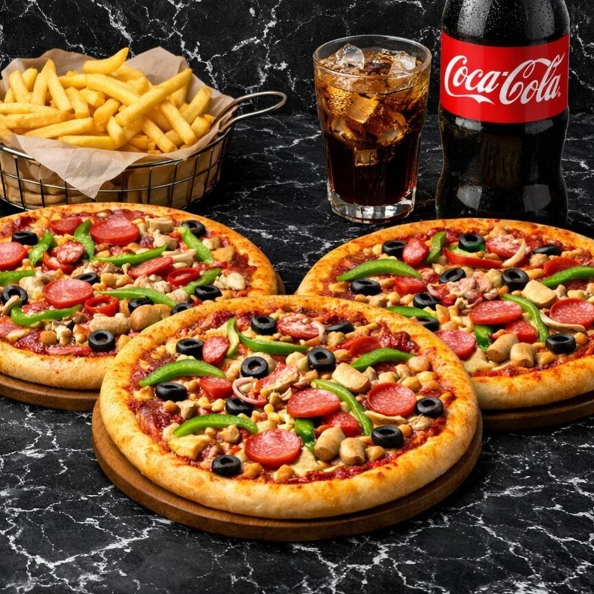 3 Adet Karışık Pizza Menü (Orta Boy)