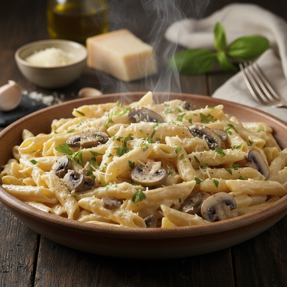 Kremalı Mantarlı Penne