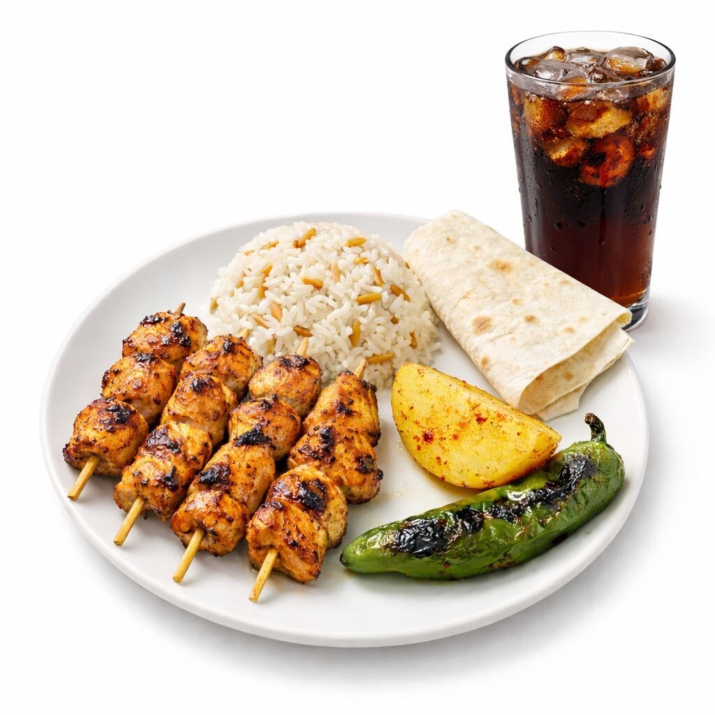 Izgara Tavuk Şiş & Tereyağlı Pirinç Pilavı +Coca Cola 330Ml