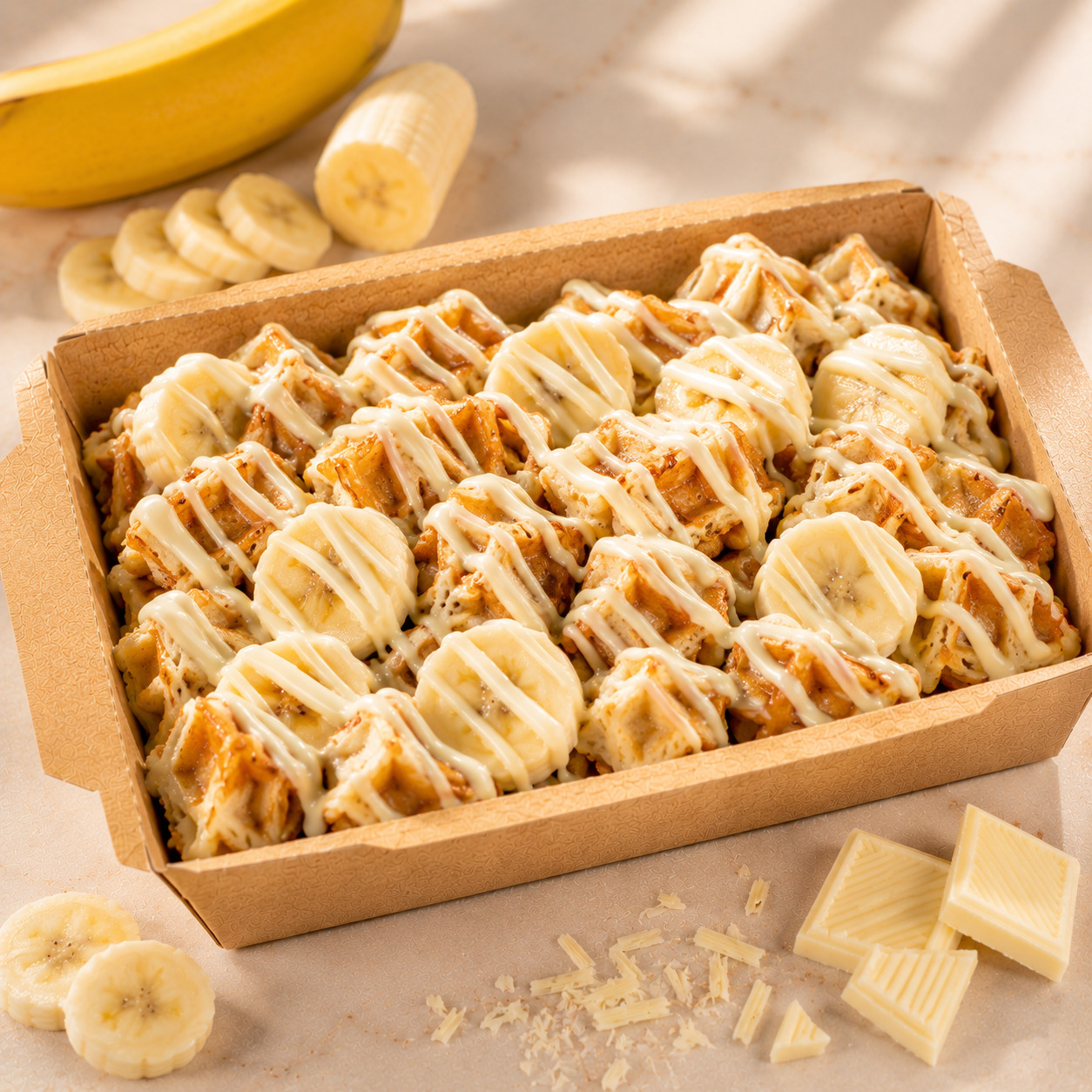 Muzlu Kovada Beyaz Çikolatalı Waffle