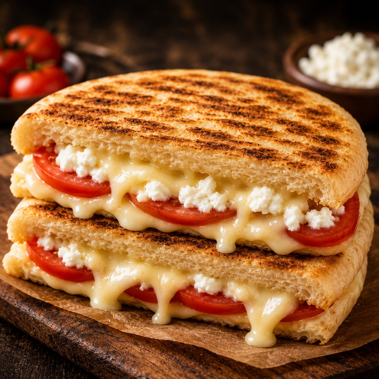 Beyaz Peynirli&Kaşarlı&Domatesli Tost