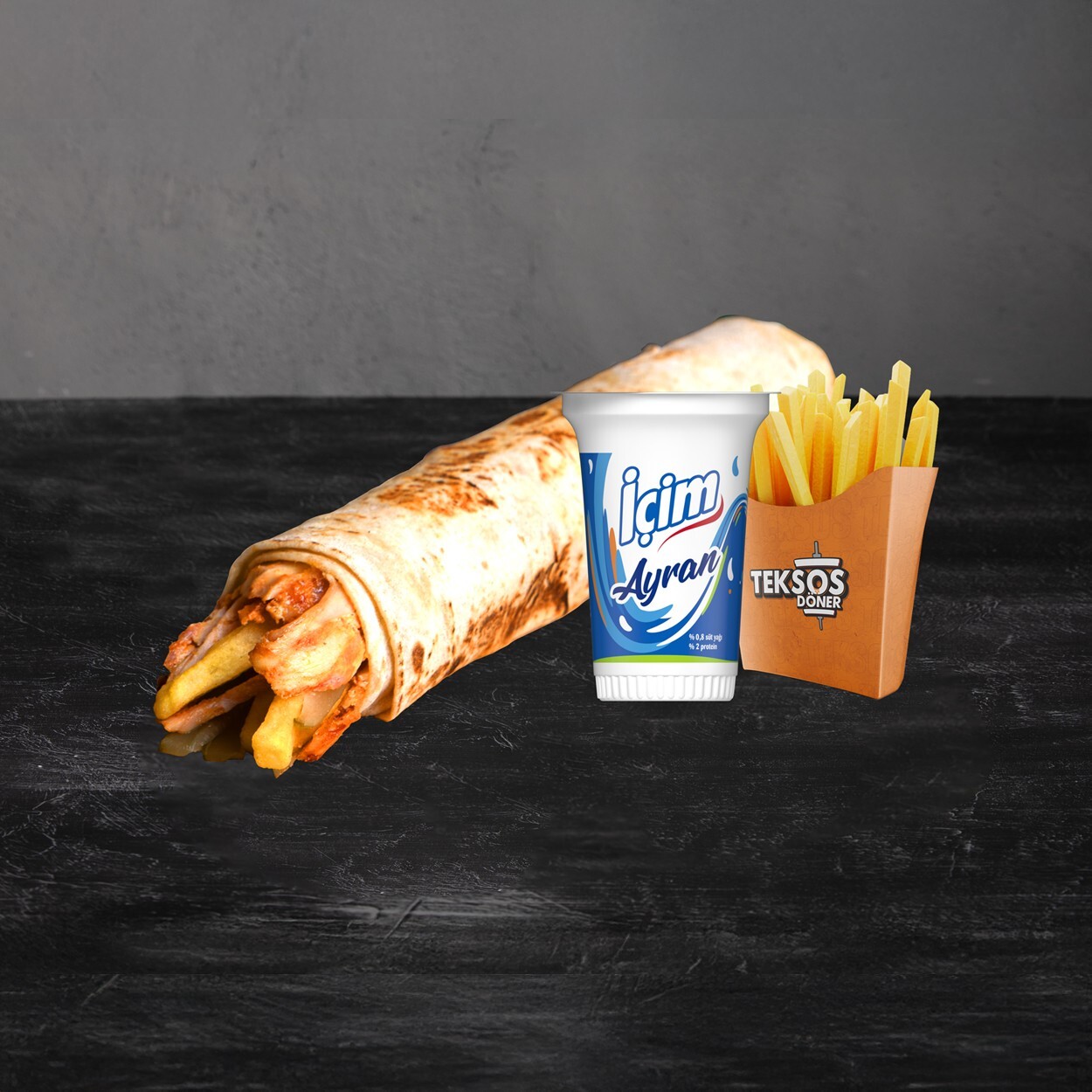 Tavuk Döner Teksos Medium Dürüm Menü