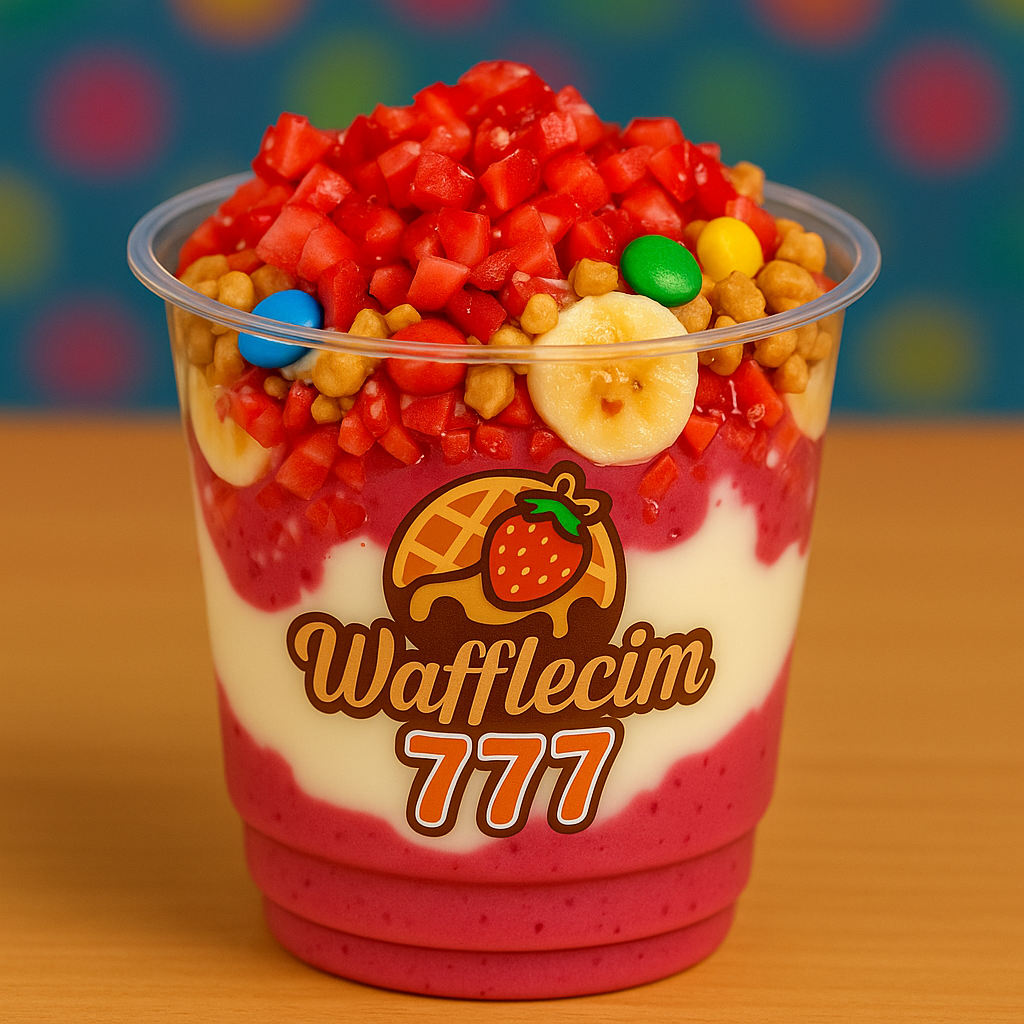 Cup Waffle | Frambuaz Soslu Muzlu Çilekli