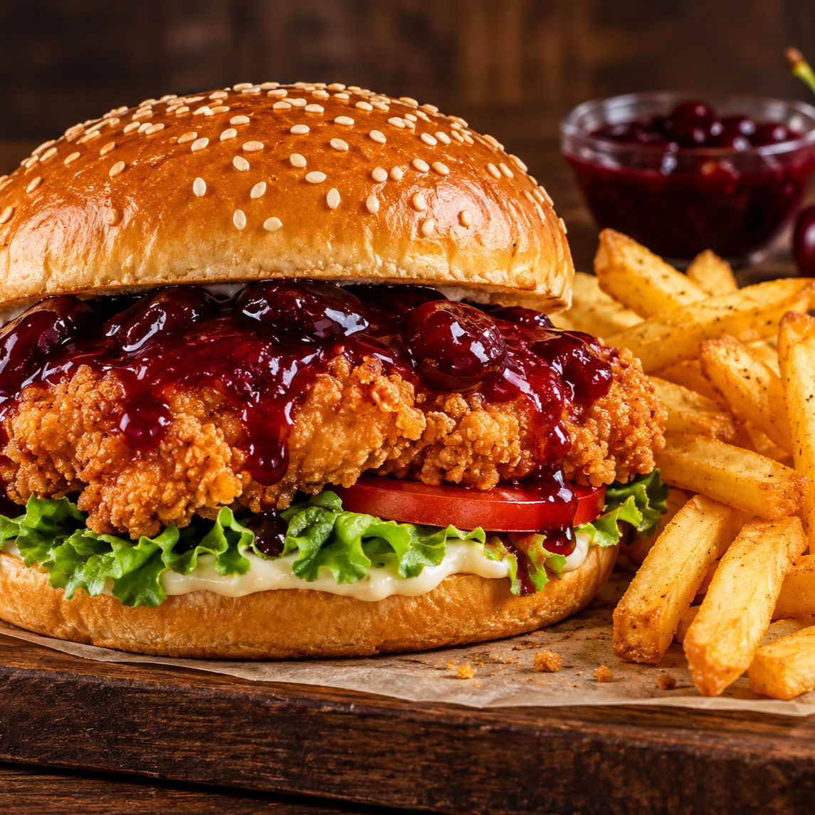 Vişne Soslu Çıtır Burger