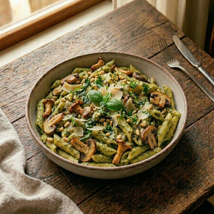 Pesto Soslu Mantarlı