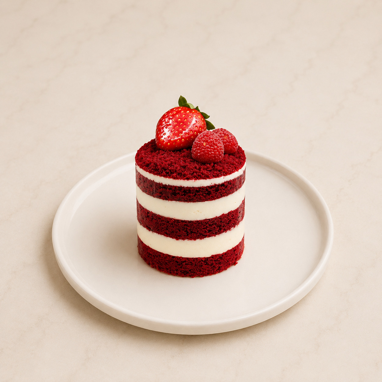 Red Velvet Çilekli Yaş Pasta (Tek Kişilik)