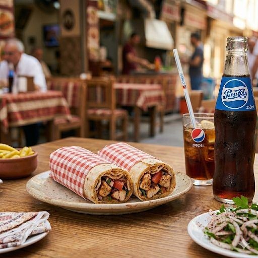 2 Adet Tavuk Tantuni Dürüm Menü +250 ml cola pepsi cola
