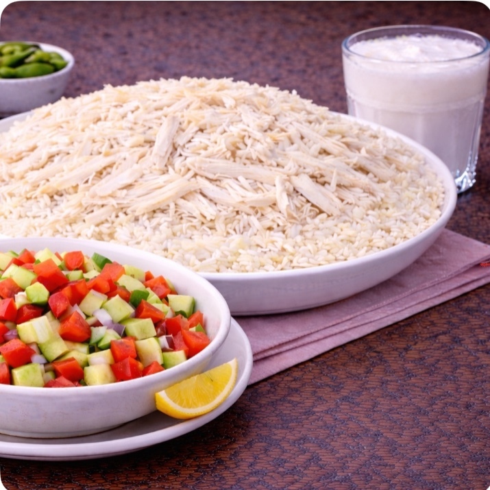 Tavuklu Pilav (1,5 Porsiyon) + Salata + Açık Ayran