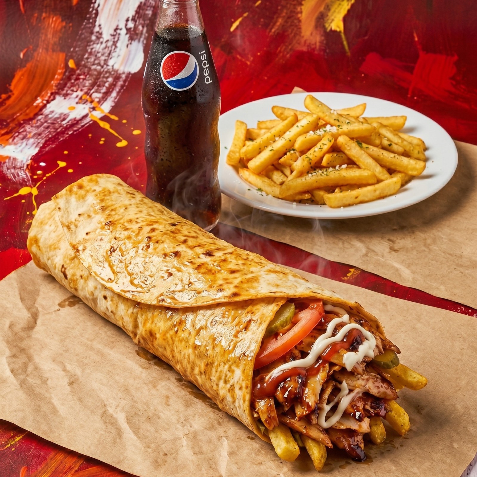 Menü - (160 gr Çılgın Dürüm +100 gr Patates + Pepsi 300ml)