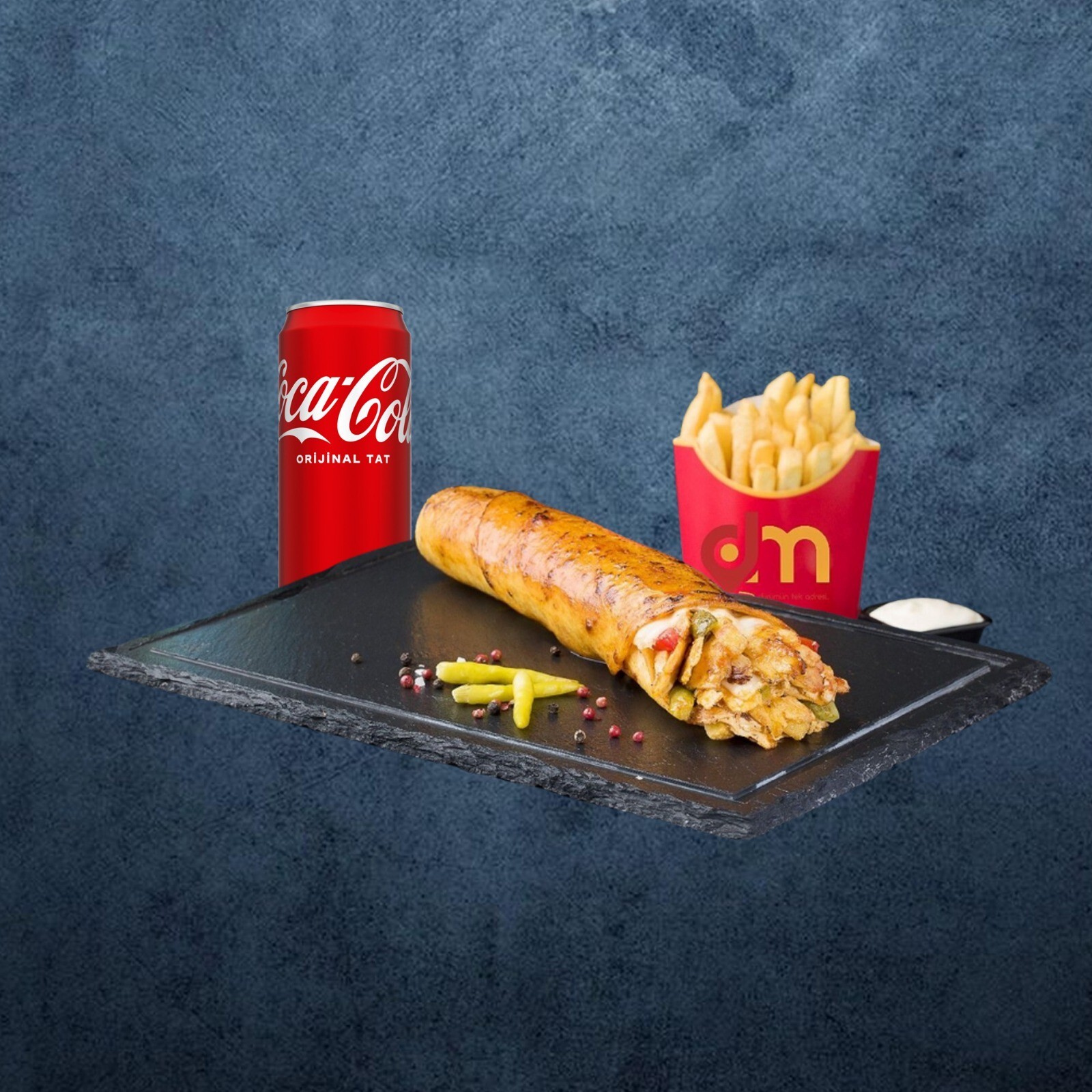 Hatay Usulü Tavuk Dürüm Menü (90 gr.) + Coca Cola