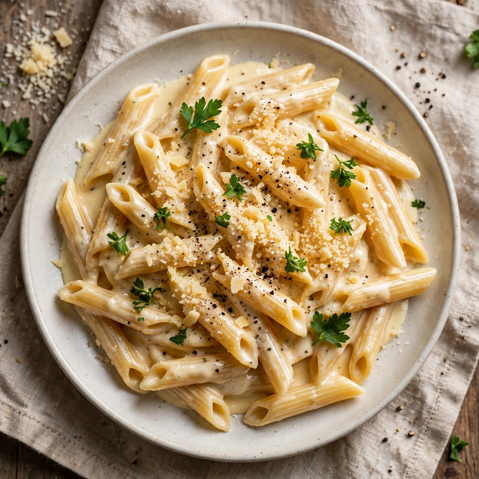 Tavuksuz Alfredo (Penne)