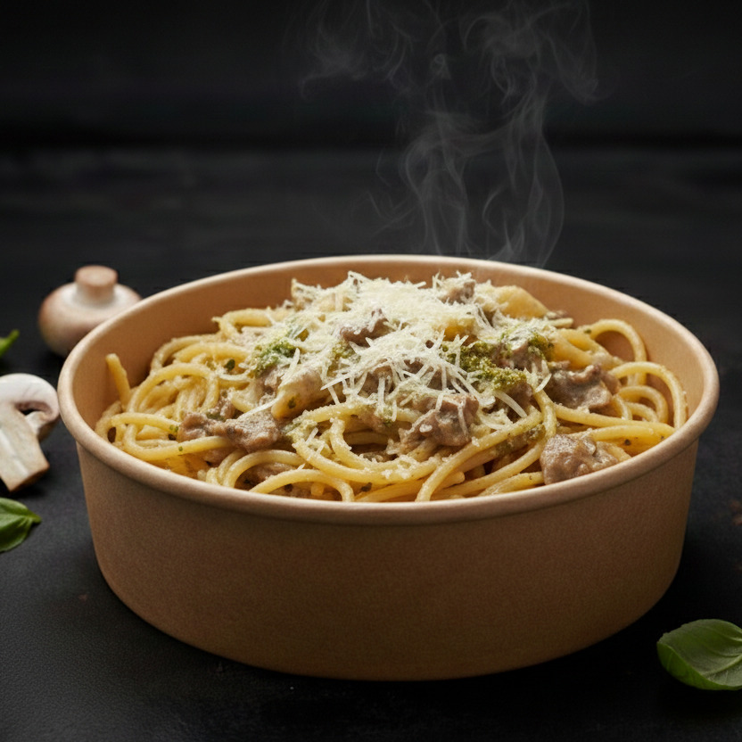 Küçük Çanak’ta Funghi Serenata Spaghetti (Çanak'ta Mantar Esintisi)