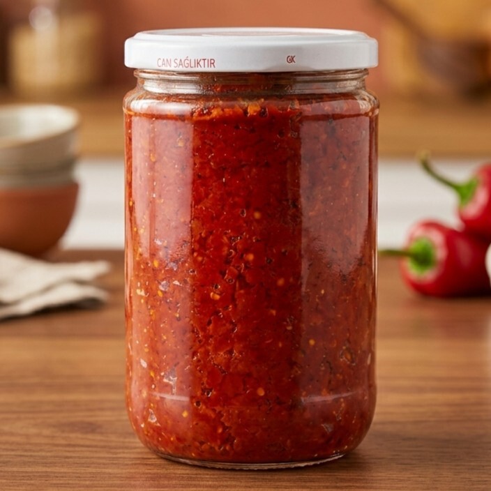 Ev Yapımı Acılı Biber Ezmesi (600 Gr)