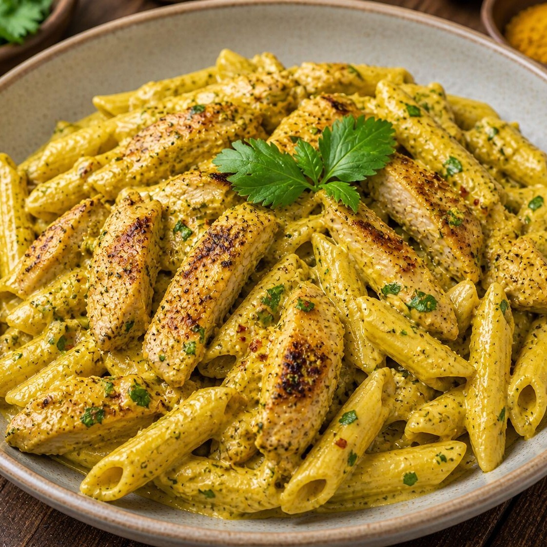 Köri Soslu Tavuklu Penne