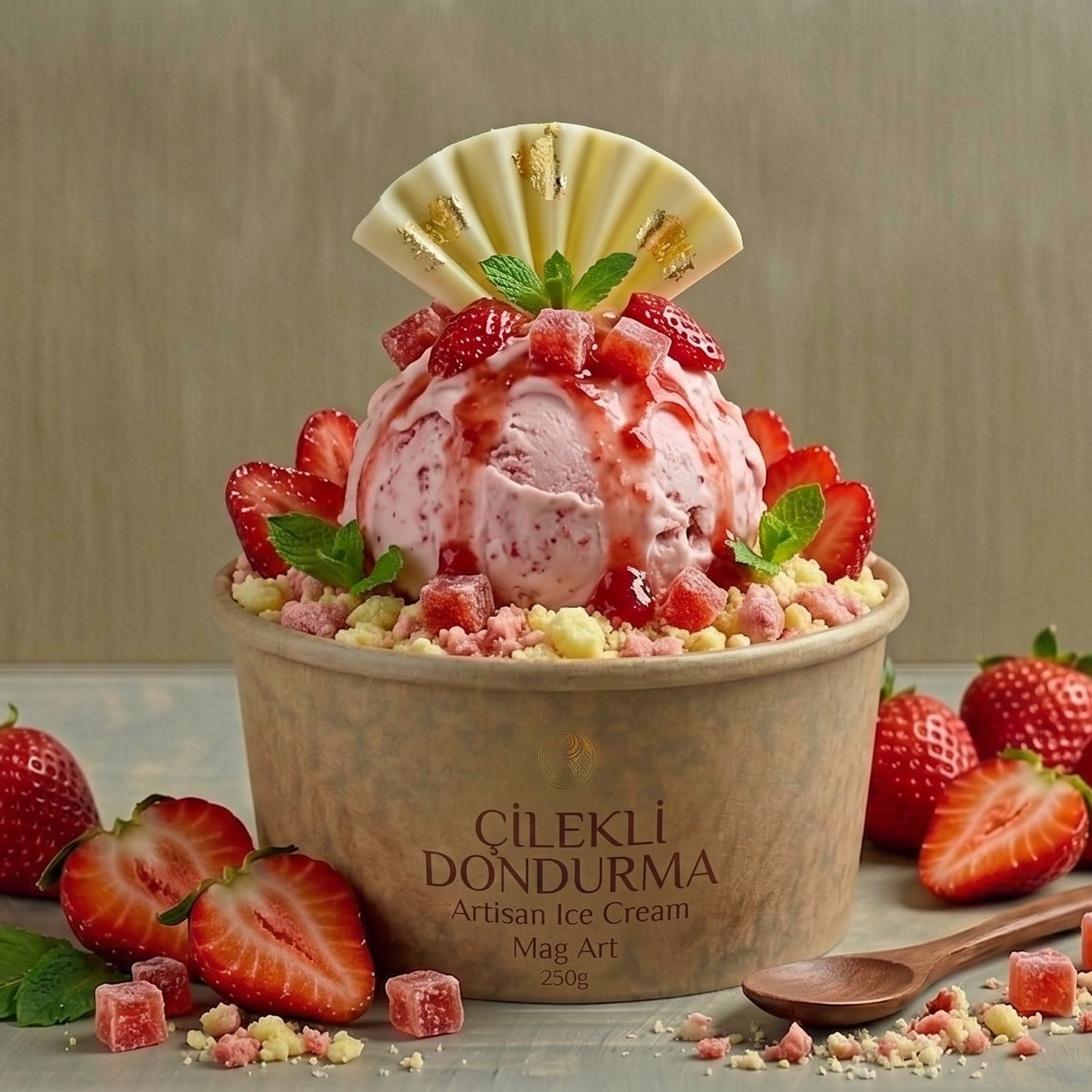 Çilekli Dondurma (250 gr.)