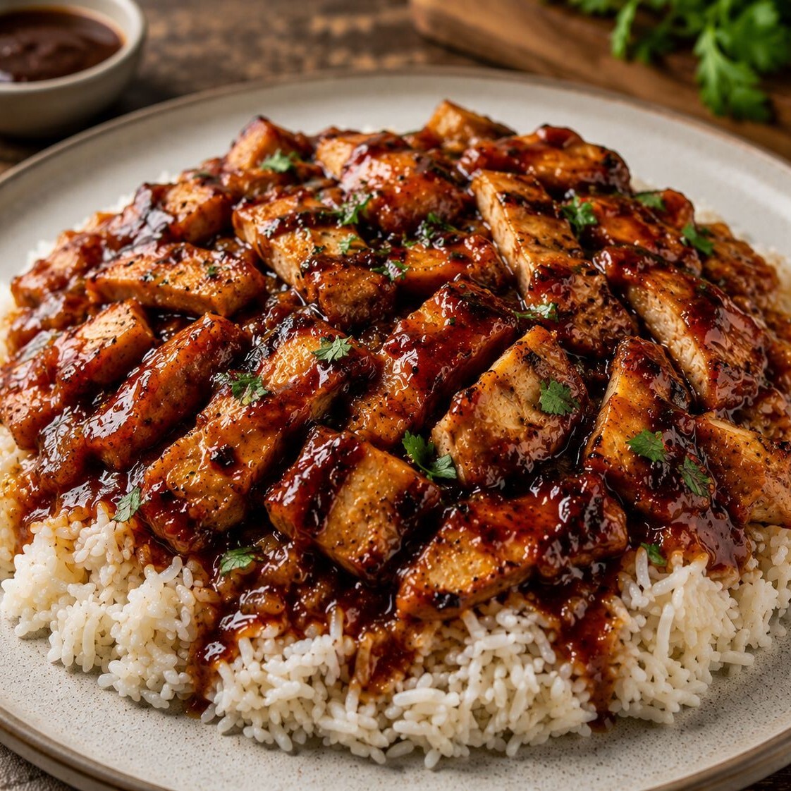 Pilav Üstü Barbekü Soslu Tavuk